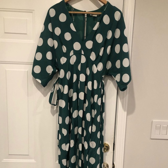 Glamorous Women's Green Polka Dot Maxi Dress Size 6 - Picture 10 of 16